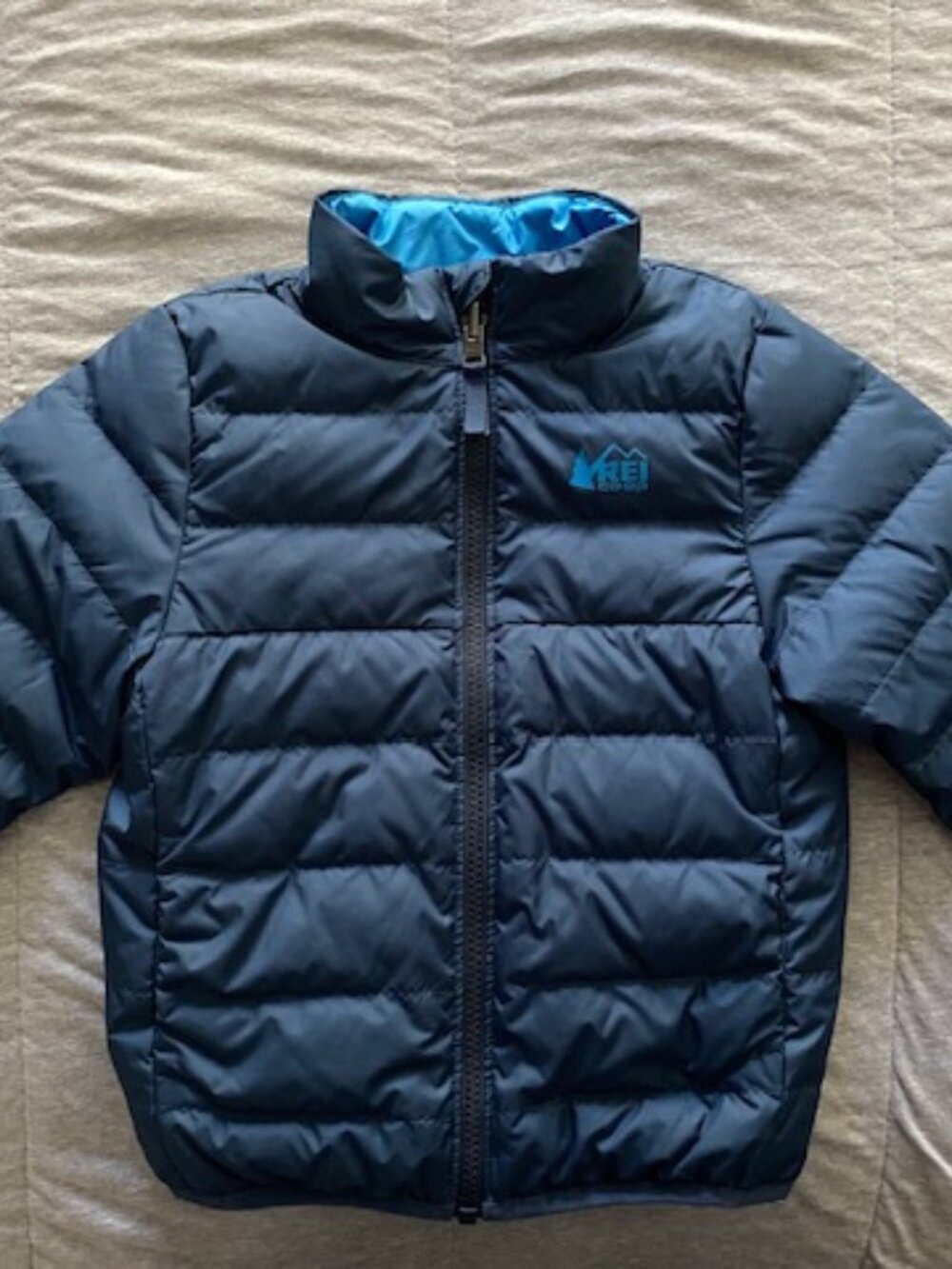 REI Co-op Toddler Size 4T Reversible 650 Down Puffer Jacket in Dark Blue